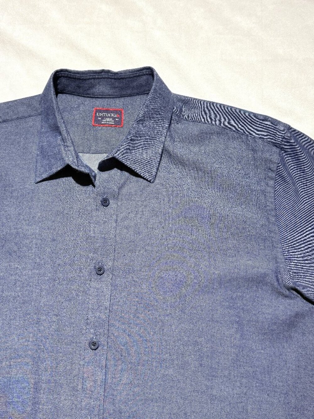 Untuckit Mens shirt Large Gray/Blue Long Sleeve Button Down 100% Cotton